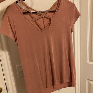 Light pink blouse, crisscross cut